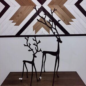 Pottery Barn Bronze Sculpted Reindeer Size Large & Medium NEW